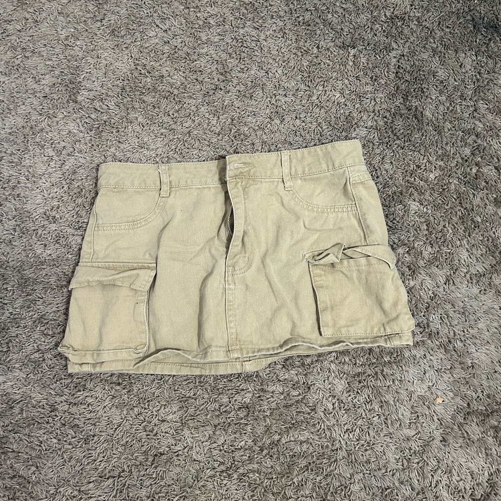 Tan Cargo Mini Skirt Casual